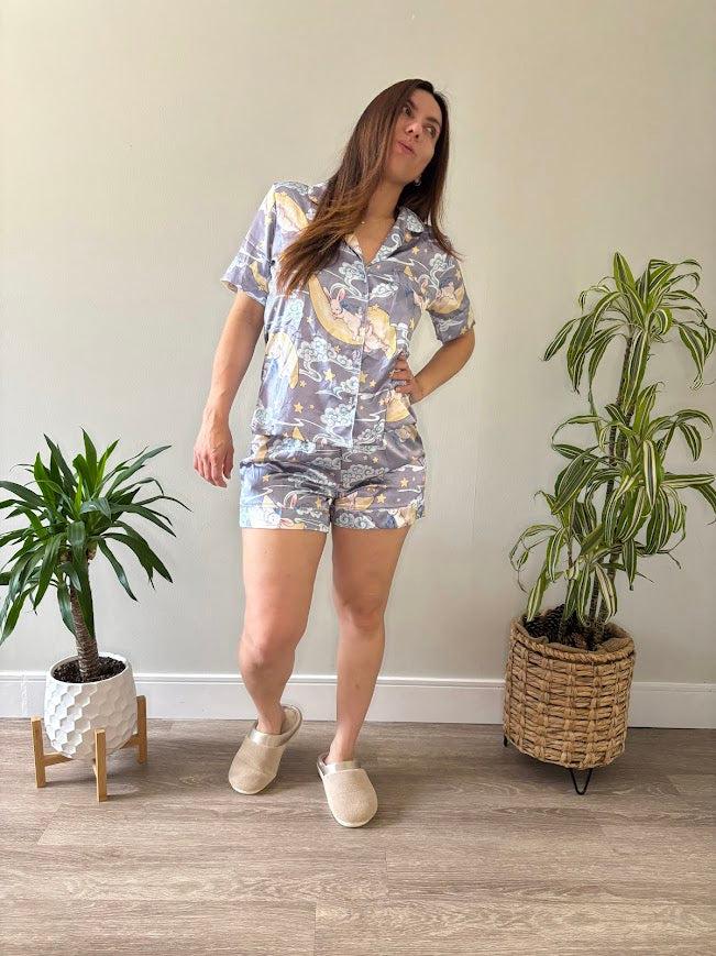 Silk Pajama Set – Bunny Print Edition