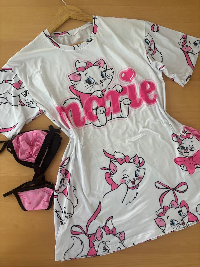 Cute Kitty Short Sleeve Nightdress